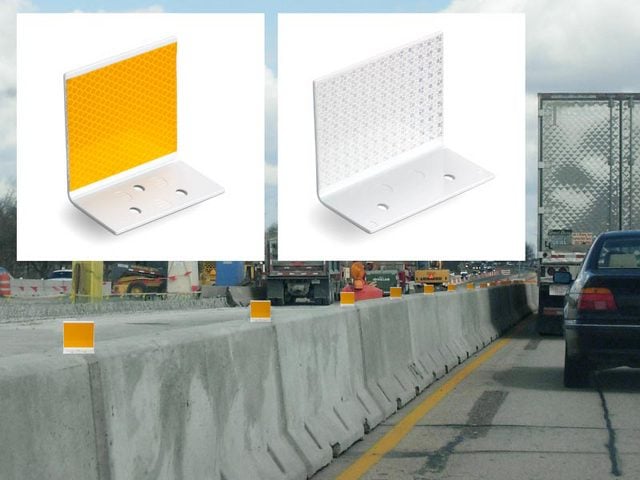 2-Way Yellow Reflectivity 16 Concrete Barrier Wall Delineator for Low-Profile Concrete Barrier 1